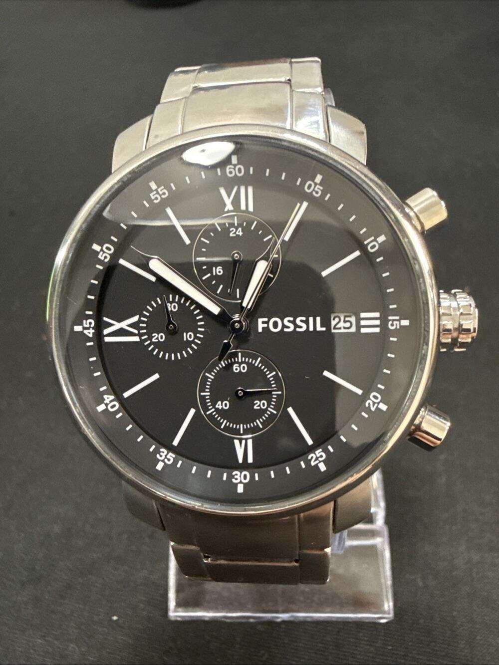 Fossil Rhett Black Men's Watch - BQ1000 New Battery 42mm Case 6.75” Band (E1)
